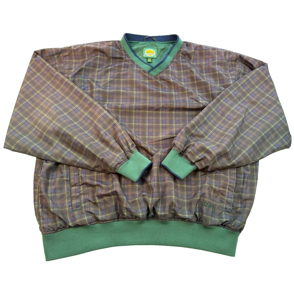 Cabela's Windcrest Men's XL Plaid Pullover Windbreaker Golf Gorpcore Oversized